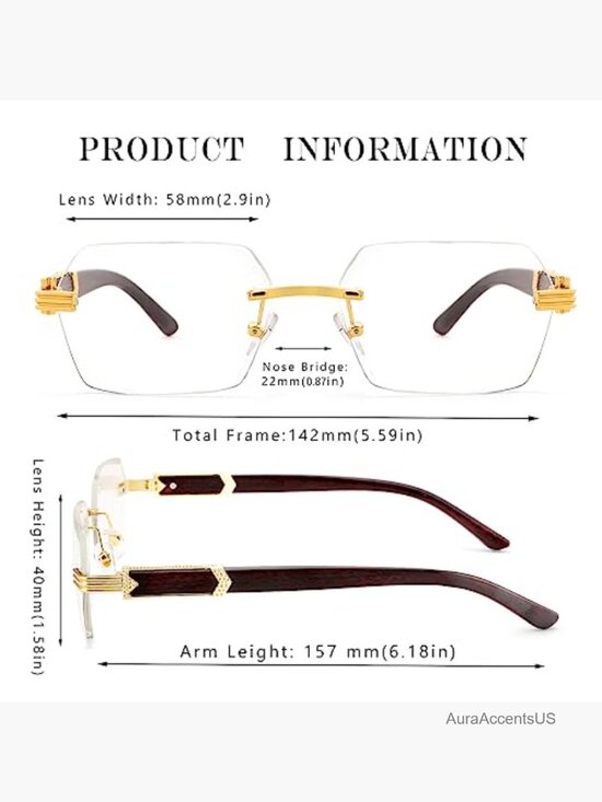 Rimless Rectangle Sunglasses Retro Frameless Square Shade Y2K Eyewear main image 6